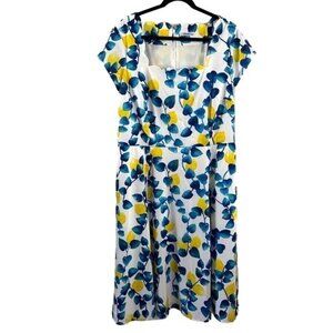 eShakti Lemon Dress Blue Yellow 2X (20W)